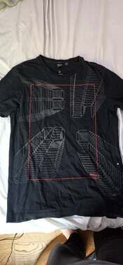 Hugo Boss Green Label Mens Black Reflective Graphic T-Shirt Size M Regular Fit